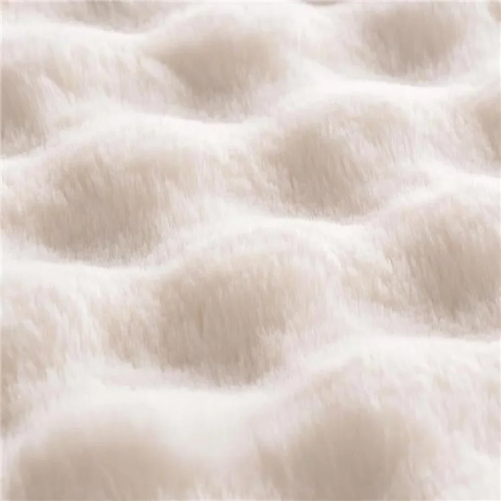 NEW West Elm Boho Ivory Faux Rabbit Fur Plush Throw Blanket Bedding - 50